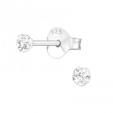 Round - 925 Sterling Silver Ear studs with crystals A4S24653