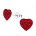 Heart  - 925 Sterling Silver Ear Studs With Stones A4S24694