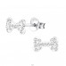 Dog Bone - 925 Sterling Silver Ear studs with stones A4S24697