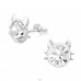 Cat - 925 Sterling Silver Ear studs with stones A4S30419