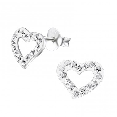 Heart - 925 Sterling Silver Ear studs with stones A4S30894