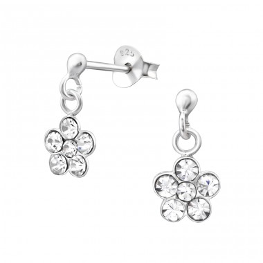Flower - 925 Sterling Silver Ear studs with stones A4S32025