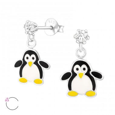 Den Pinguin aufhängen - 925er Silber Ohrstecker mit Steinen A4S32855