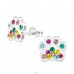 Paw Print - 925 Sterling Silver Ear studs with stones A4S34782