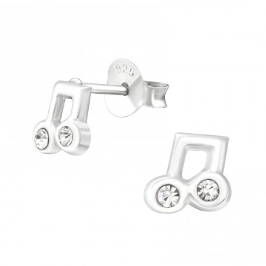 Musiknoten - Ohrstecker aus 925er Sterlingsilber mit Kristall A4S37352