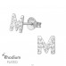 "M" letter for name - 925 Sterling Silver Ear Studs With Stones A4S37574