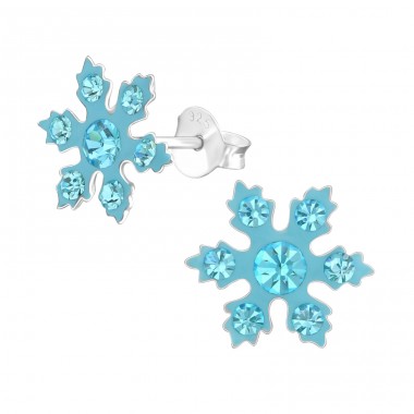 Snowflake - 925 Sterling Silver Ear studs with stones A4S37652