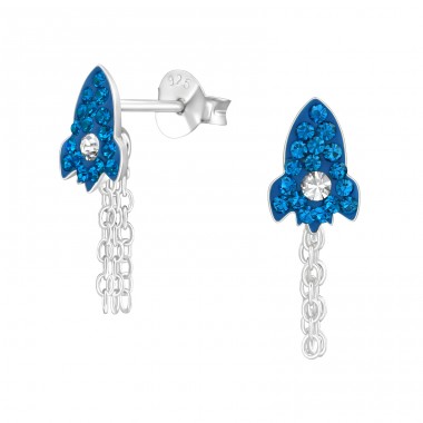 Rocket - 925 Sterling Silver Ear studs with stones A4S38461