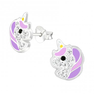 Unicorn - 925 Sterling Silver Ear studs with stones A4S38708