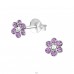 Flower - 925 Sterling Silver Ear studs with stones A4S39629