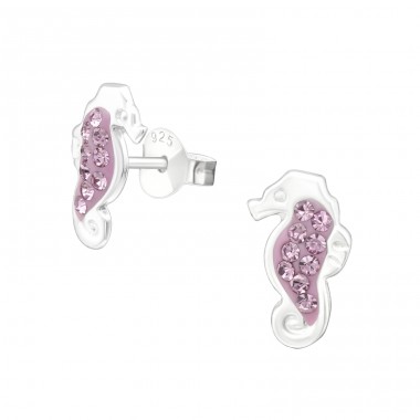 Sea​​horse - 925 Sterling Silver Ear studs with stones A4S39994