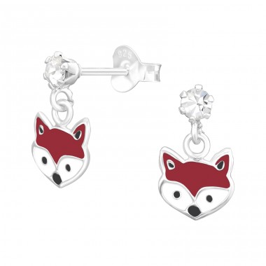 Hanging Fox - 925 Sterling Silver Ear studs with stones A4S41591