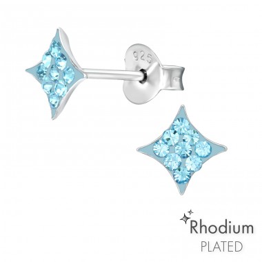 Diamond Star shape - 925 Sterling Silver Ear Studs With Stones A4S42198