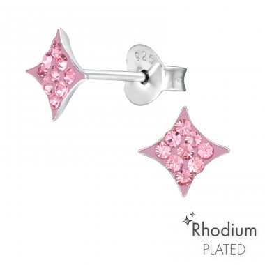 Diamond Star shape - 925 Sterling Silver Ear Studs With Stones A4S42198
