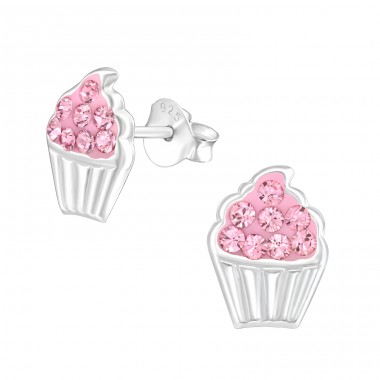 Cupcake pink kristállyal Valódi Európai Kristályokkal - 925 Ezüst Gyermek Lacrystale A4S42419