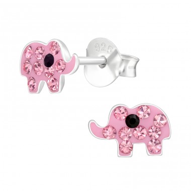 Rosa Elefant - Ohrstecker aus 925er Sterlingsilber mit Steinen A4S42936