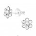Flower - 925 Sterling Silver Ear studs with stones A4S43091