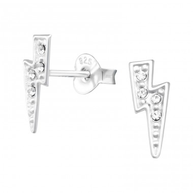Lightning Bolt - 925 Sterling Silver Ear studs with stones A4S43184