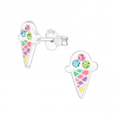 Ice Cream - 925 Sterling Silver Ear studs with stones A4S43215
