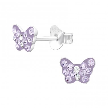 Lila Kristall Schmetterling - Ohrstecker aus 925er Sterlingsilber mit Steinen A4S43441