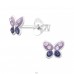 Fluturas cu cristale violet - Argint 925 Cercei Cu Șurub Și Pietre A4S43443