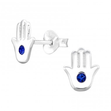 Hamsa - Puzet-Ohrringe aus Silber 925 mit Steinen A4S43890