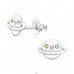 Saturn planet with its ring - 925 Sterling Silver Ear Studs With Stones A4S43892