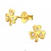 Golden Three Leaf Clover - 925 Sterling Silver Ear Studs With Stones A4S43949