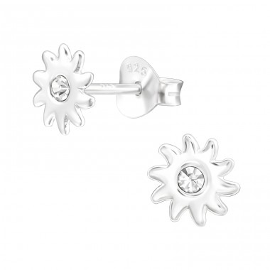 Sun - 925 Sterling Silver Ear studs with stones A4S43954