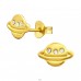 Golden Saturn planet - 925 Sterling Silver Ear Studs With Stones A4S43958