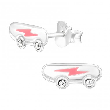 Skateboard - Stříbro 925 Puzetové náušnice s kameny  A4S44040