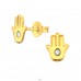 Hamsa hand 14k Gold plated - 925 Sterling Silver Ear Studs With Stones A4S44150