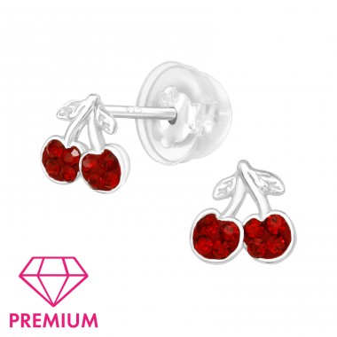Cherry - Premium* - 925 Sterling Silver Ear Studs With Stones A4S45004