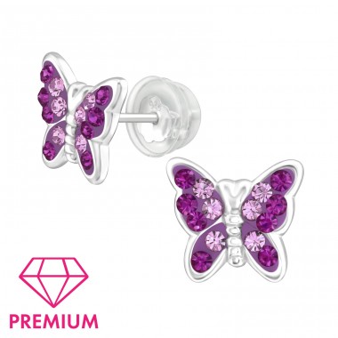 Butterfly - Premium* - 925 Sterling Silver Ear Studs With Stones A4S45005