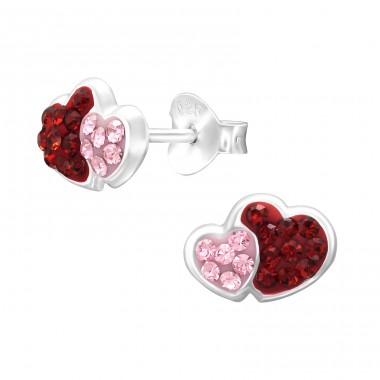 Double Heart stud - 925 Sterling Silver Ear Studs With Stones A4S45277