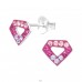 Diamond shape stud - 925 Sterling Silver Ear Studs With Stones A4S45282