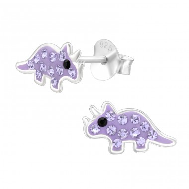 Dinosaurus - Striebro 925 Puzetové náušnice s kameňmi A4S45885