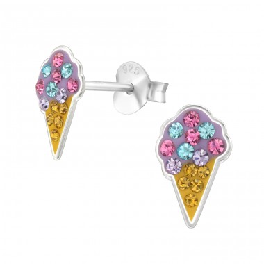 Ice Cream - 925 Sterling Silver Ear Studs With Stones A4S45902