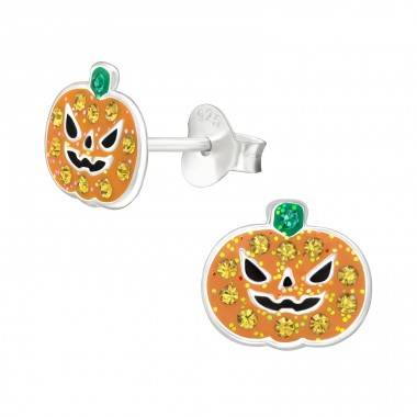 Pumpkin Ear Studs for kids - 925 Sterling Silver Ear Studs With Stones A4S46118