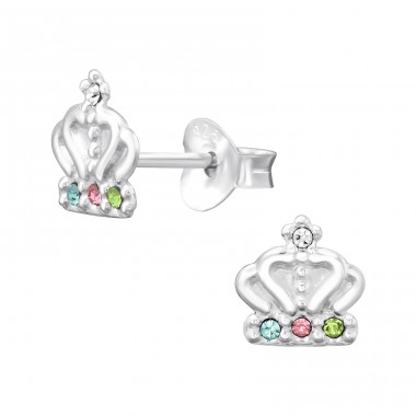Crown Ear Studs for kids - 925 Sterling Silver Ear Studs With Stones A4S46120