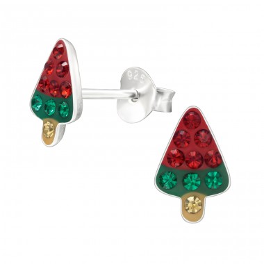 Watermelon Popsicle Ear Studs - 925 Sterling Silver Ear Studs With Stones A4S46124