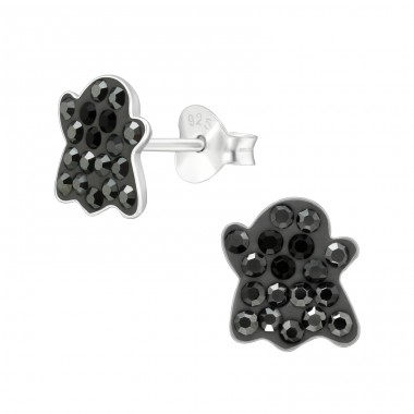 Ghost  Ear studs with crystals - 925 Sterling Silver Ear Studs With Stones A4S46129