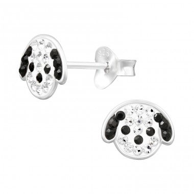 Dog Ear Studs with Stones - 925 Sterling Silver Ear Studs With Stones A4S46130