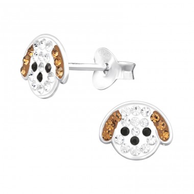Dog Ear studs with stones - 925 Sterling Silver Ear Studs With Stones A4S46131