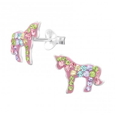 Unicorn Ear studs for kids - 925 Sterling Silver Ear Studs With Stones A4S46247