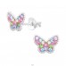 Butterfly with colorful crystalls - 925 Sterling Silver Ear Studs With Stones A4S47323