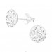 Kerek Fehér Kristályok - 925 Ezüst Fülbevalók Kristállyal & Cirkóniával A4S4761