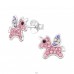 Unicorn with Stones - 925 Sterling Silver Ear Studs With Stones A4S47903