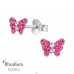 Schmetterling rhodiniert mit Kristallen - 925Er Silber Ohrstecker Mit Steinen A4S49173