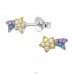 Shooting Star with Crystals - 925 Sterling Silver Ear Studs With Stones A4S50707